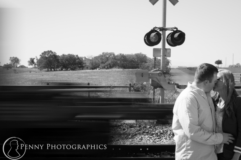 Engagement photos by the Train Tracks in LaGrange TX