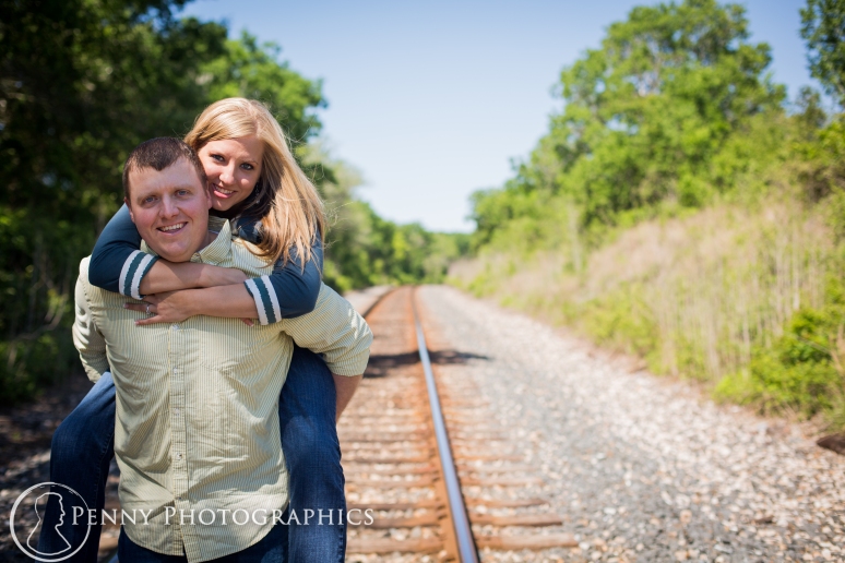 Engagement photos by the Train Tracks in LaGrange TX