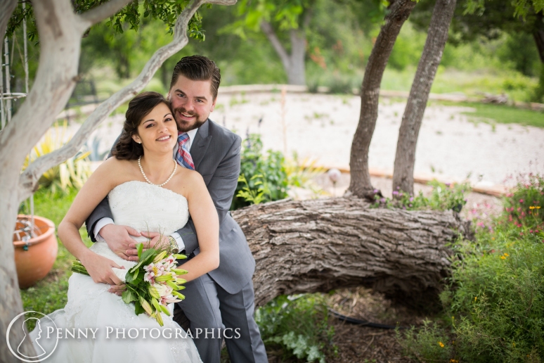 Wedding photos in garden at TerrAdorna in Manor, TX