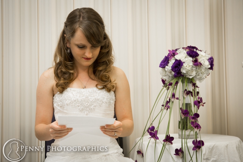 bride reading letter before wedding