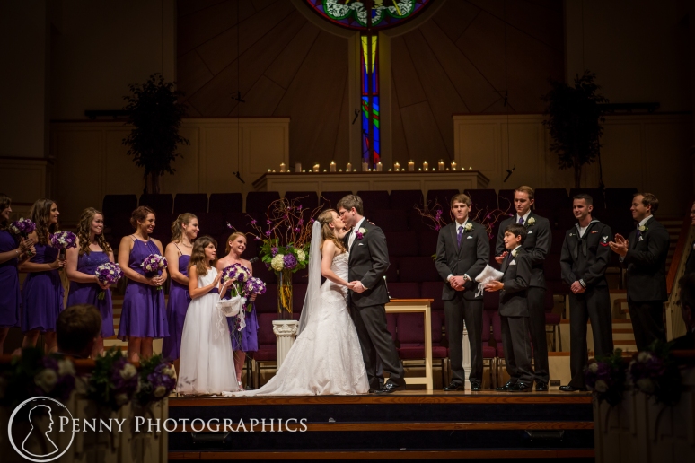 first kiss at wedding in Georgetown, TX