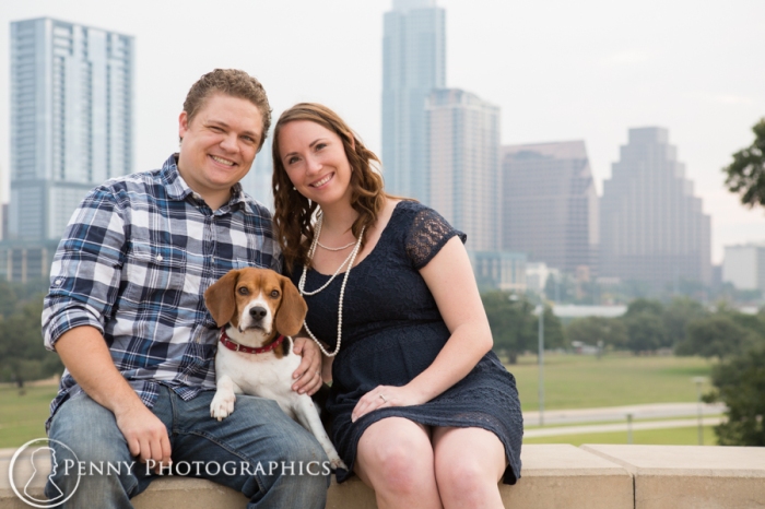 couple with beagle dog family portraits