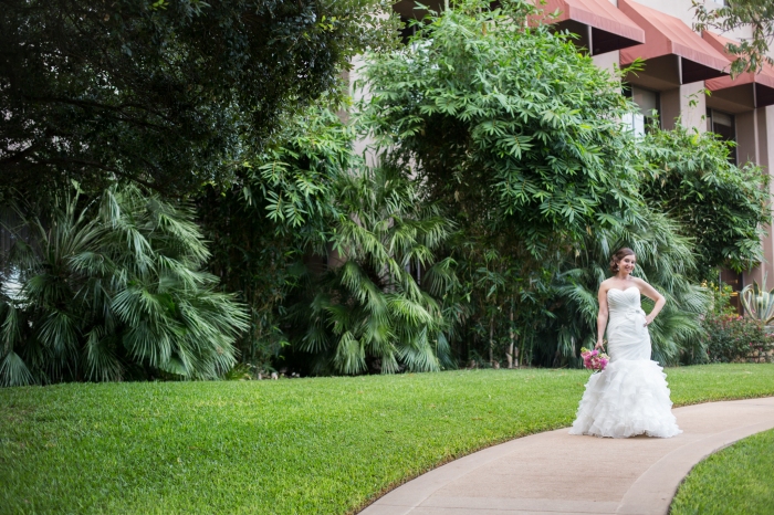 bride standing in a garden in Austin TX