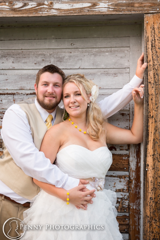 Wedding couple by Barn- Minnesota