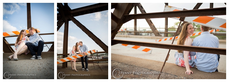 Urban Minneapolis Engagement bridge and construction portraits