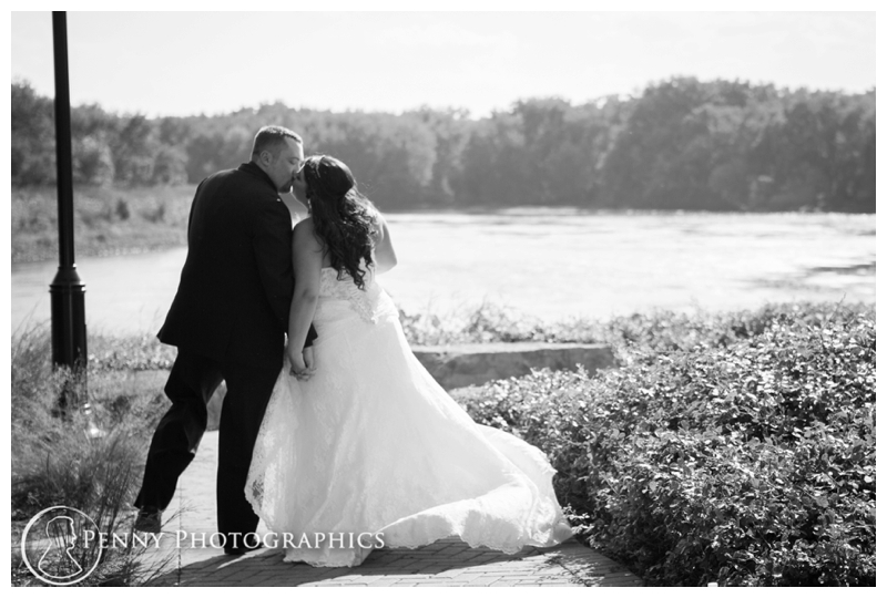 A Park Wedding lakeside couples portrait