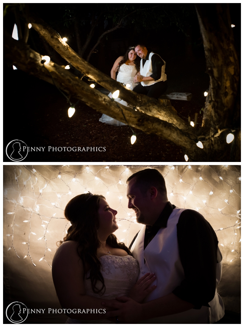A Park Wedding couple beneath the lights