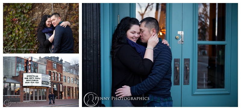 Outdoor Fall Engagement urban couples portraits
