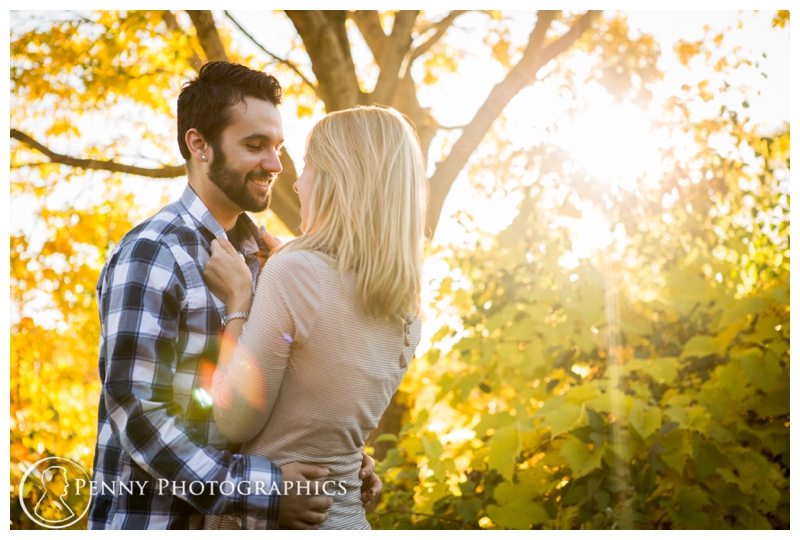Fall Colors Engagement catch the sun through the leaves