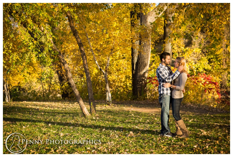 Fall Colors Engagement romantic couple shot
