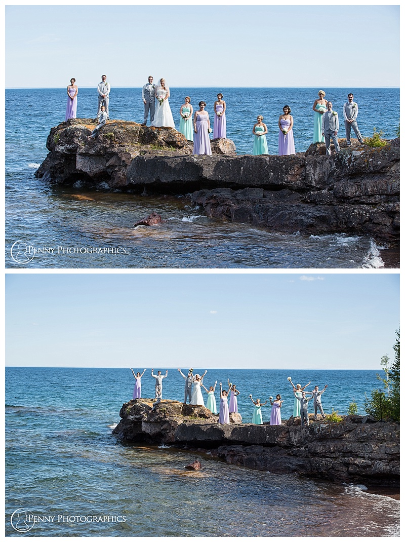 Great Lakes Wedding wedding party on the lake