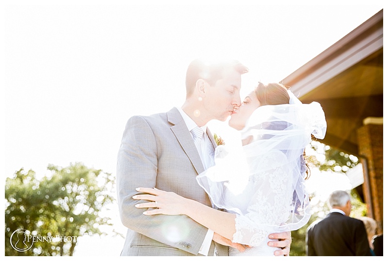 Outdoor Golf Course Wedding sun-drenched couple portrait