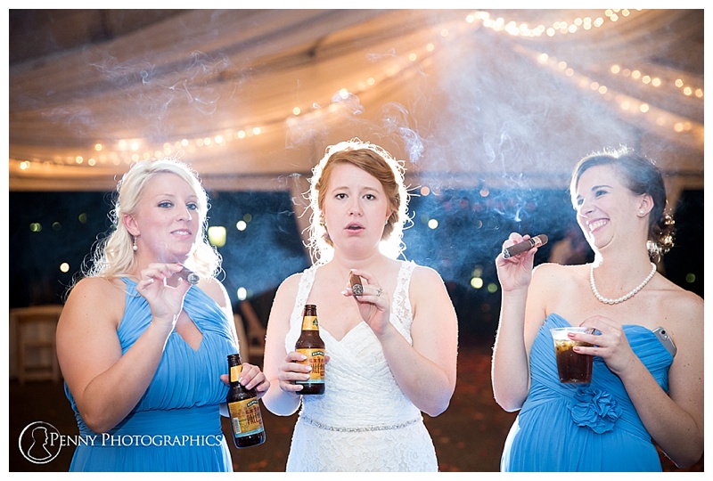 Nicollet Island Pavilion Wedding ladies with cigars