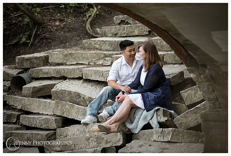 Fun Spring Engagement couple by water