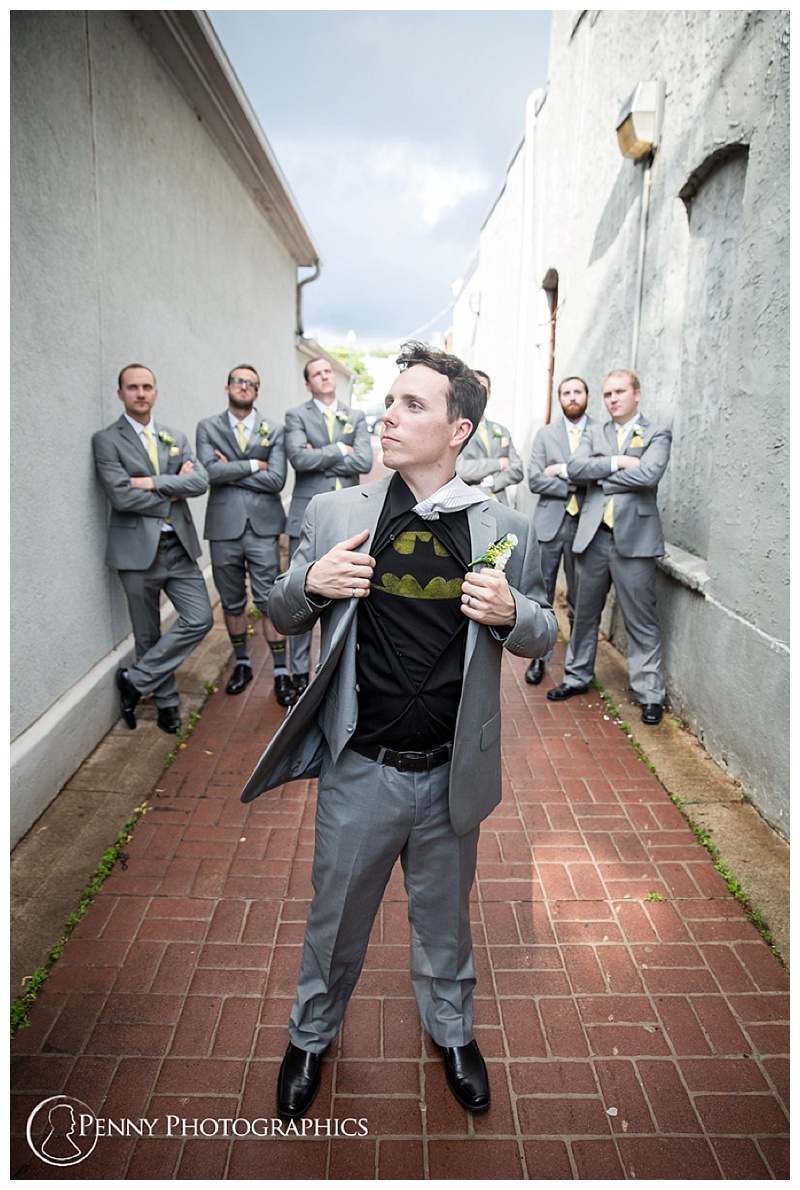 Manitou Event Center Wedding groom as superhero